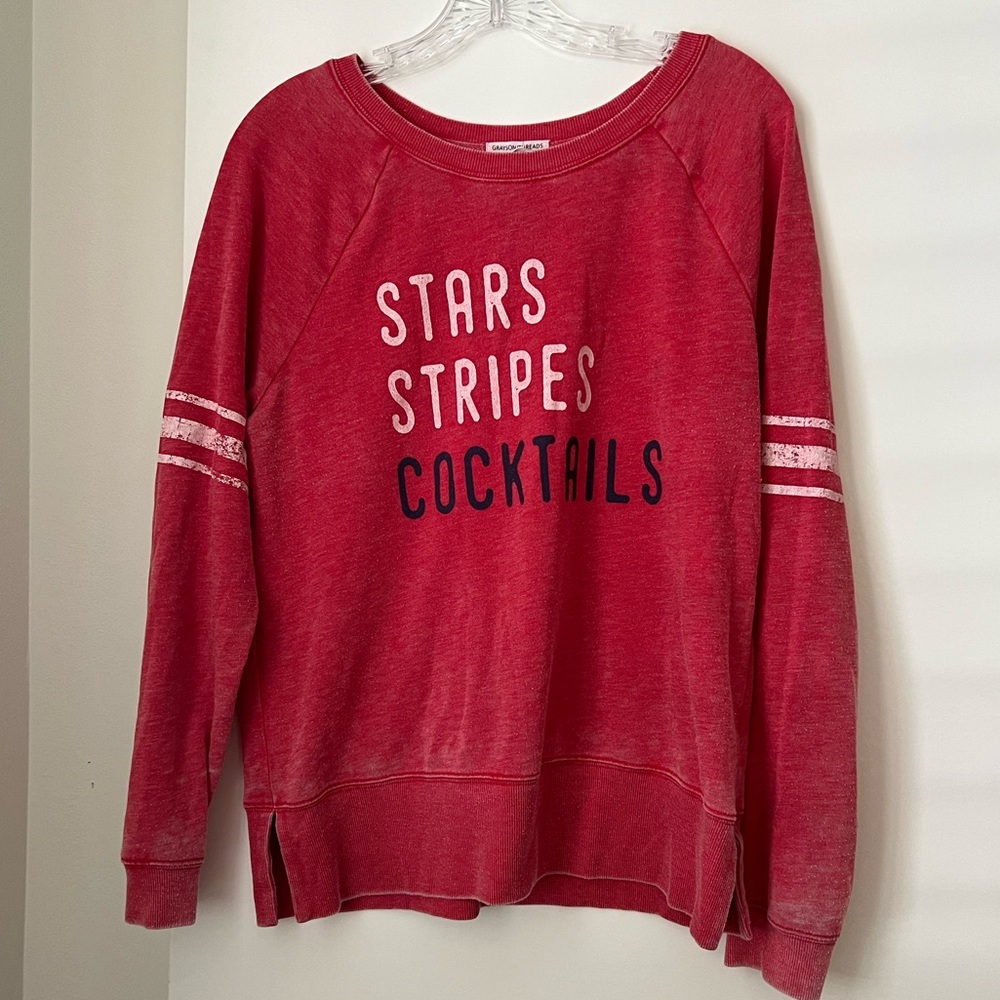 Stars Stripes and Cocktails Red Sweater